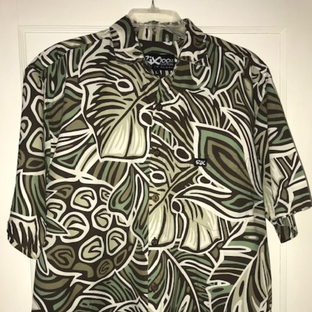Rix Button Down Hawaiian Aloha Shirt Large